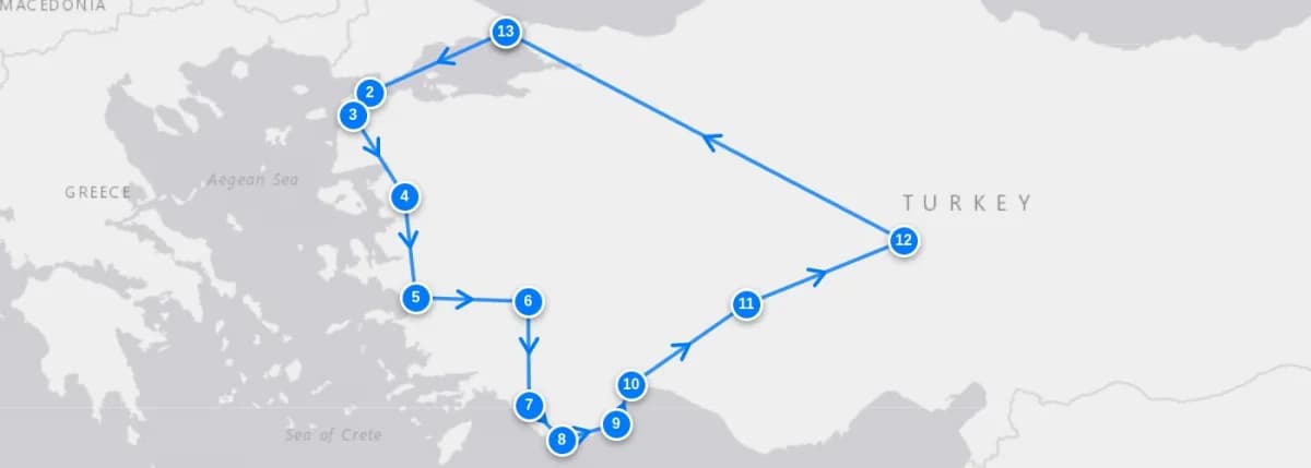 Turkey Unlimited route map