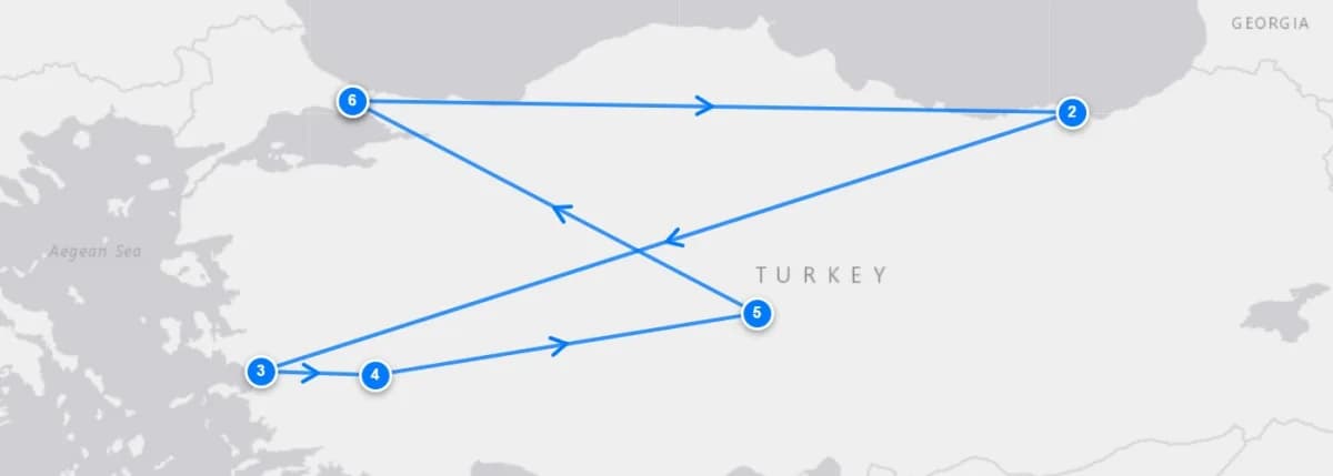 Beautiful Tales Of Turkey route map