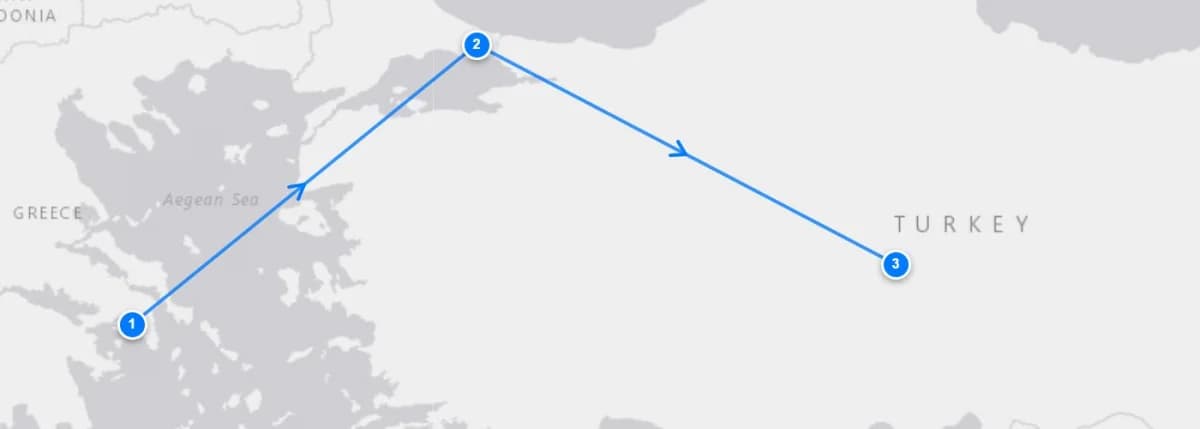 Delphi, Korinth And Cappadocia route map