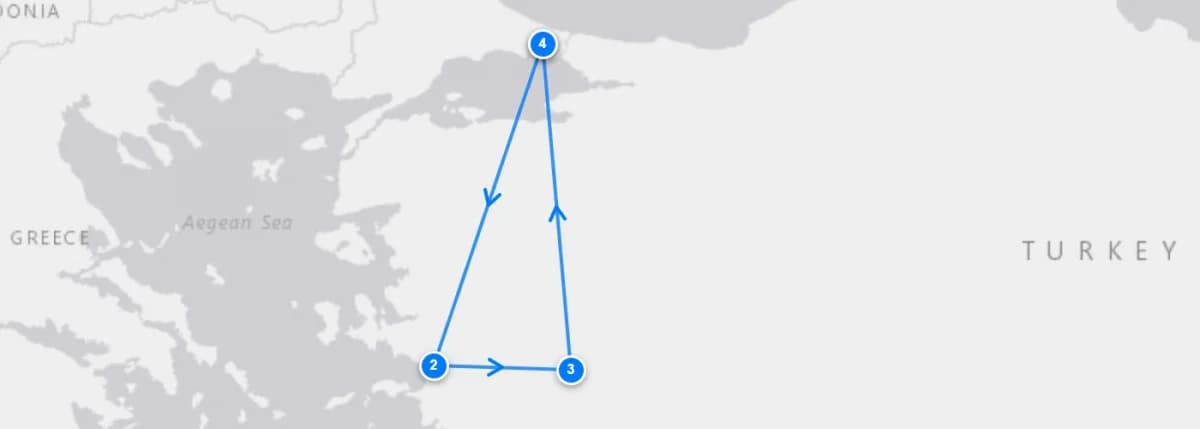 Istanbul And Ephesus route map
