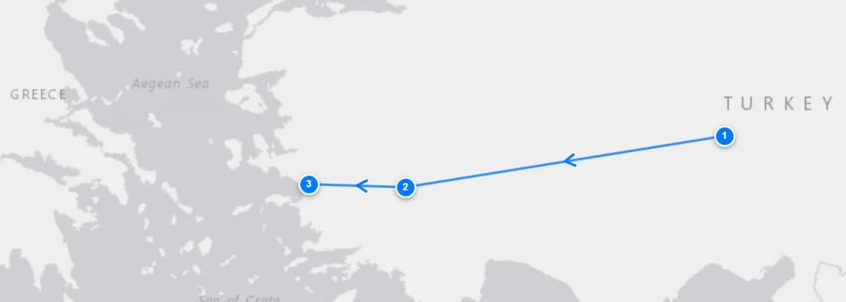 Cappadocia To Ephesus Bus Tour route map