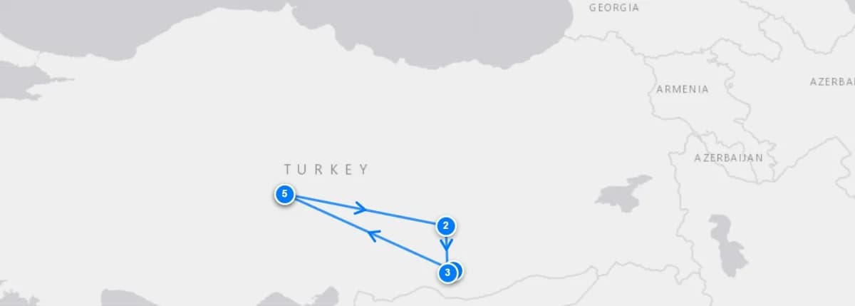Cappadocia To Mt Nemrut, Harran & Gobekli Tepe Tour route map