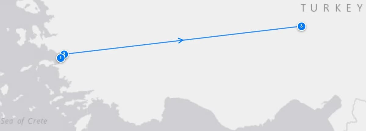 Kusadasi Selcuk To Cappadocia route map