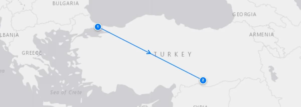 Istanbul To Gobeklitepe And Harran route map