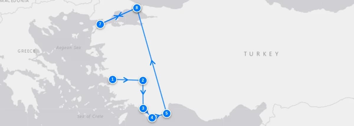 Ottoman Adventure route map