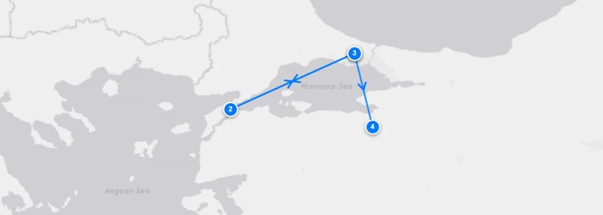 Istanbul Landmarks route map