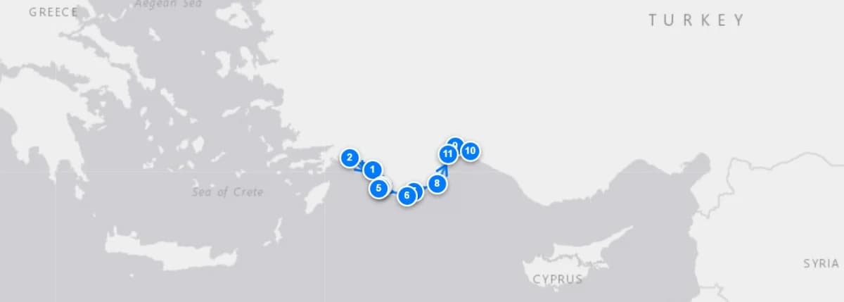 Fethiye Kas Olympos To Antalya route map