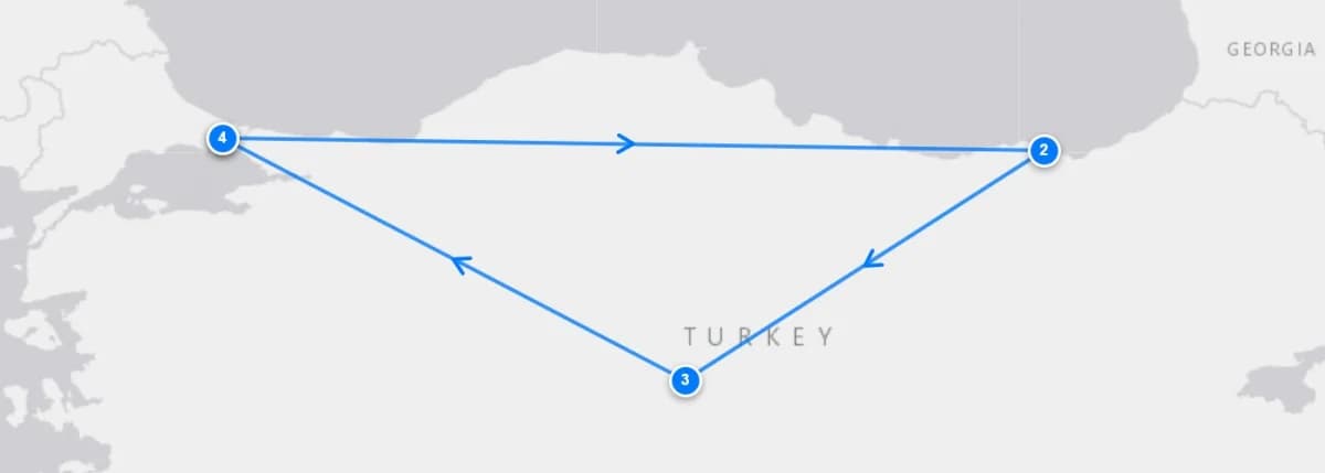 Istanbul, Trabzon & Cappadocia route map
