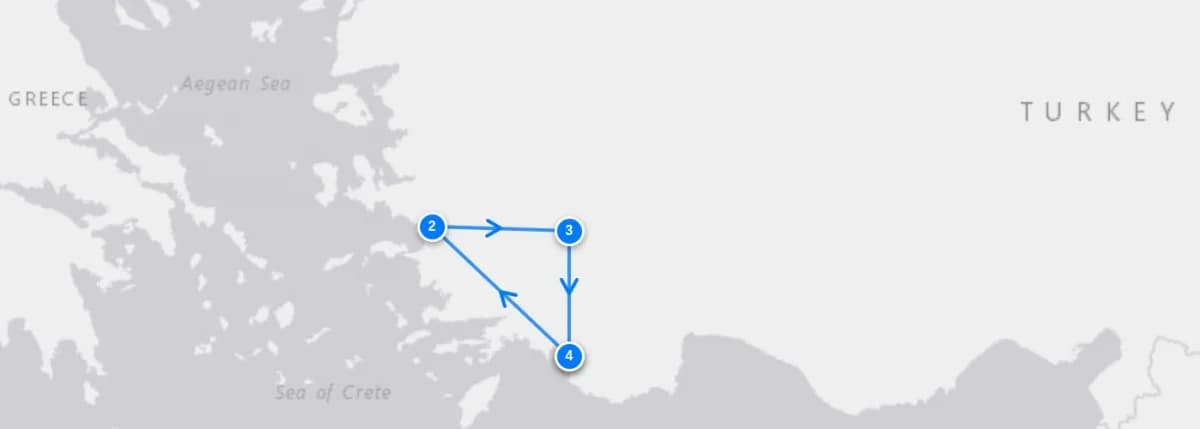 Yacht Charter Fethiye Ephesus Pamukkale route map